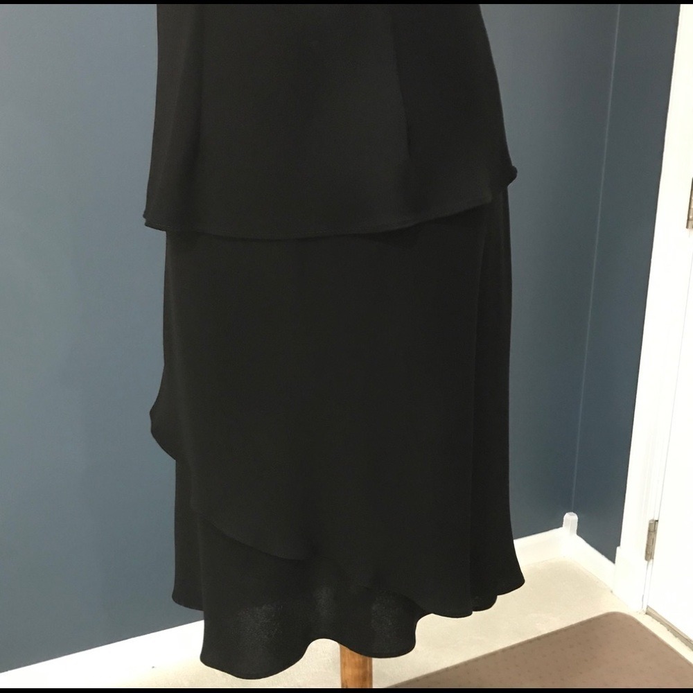 Evening Black Beaded Cowl Neck Top & Tiered Midi Skirt 2-Piece Set Size 10 EUC - Picture 4 of 5